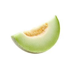 Fresh Honeydew Melon Slice Isolated on Black Background