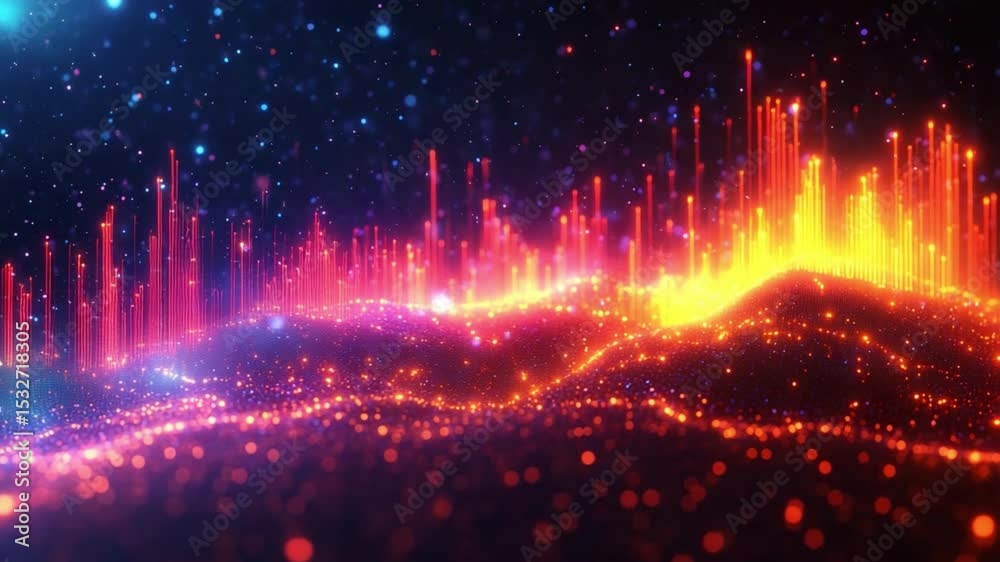 Poster Abstract Visualization of Data: A stunning visual representation of data, rendered with dynamic energy and vibrant colors.