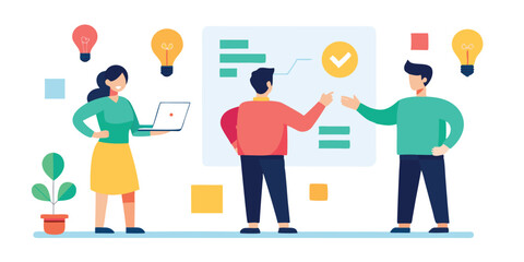 Team collaboration project presentation business strategy meeting