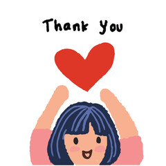 girl with heart thank you 