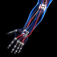 Detailed 3D Rendering of Human Arm Anatomy with Vascular System
