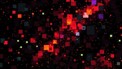 Abstract Red and Black Pixel Art Background