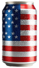 American flag aluminum can isolated on white background isolated on a white background