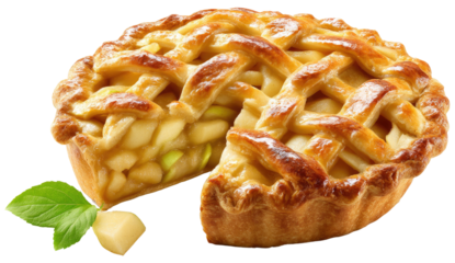 Delicious apple pie isolated on a white background