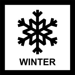 Common packaging & warning symbols with curved frame. winter vector icon