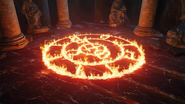 Runic fire Magic Ring in Dark Fantasy World
