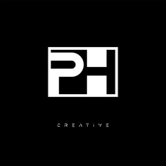 Obraz premium PH Negative Space Logo – Minimalist Black & White Monogram for Creative Branding, Fashion, Identity & Modern Logo Design 