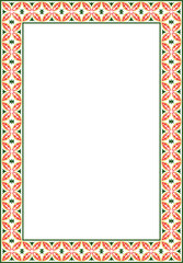 Vector square colored ancient Russian ornament. Slavic rectangle, border, frame. Painting of the royal chambers.
