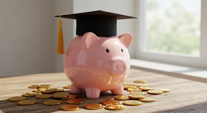 Education Savings Piggy Bank Graduation