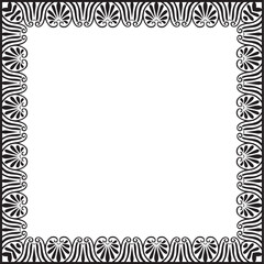 Vector black monochrome classic Greek square ornament. Rectangle of Ancient Greece and Roman Empire. Byzantine painting of walls, floors and ceilings. Decoration of European palaces.
