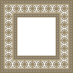 Vector square gold and black ancient Russian ornament. Slavic rectangle, border, frame. Painting of the royal chambers.

