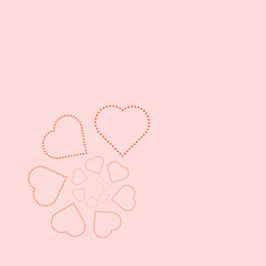 valentine background Delicate pink background and pink hearts cut out of paper. Greeting card. Flat lay, top view, space, love day