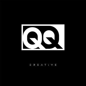 QQ Negative Space Logo &ndash; Minimalist Black & White Monogram for Creative Branding, Fashion, Identity & Modern Logo Design	