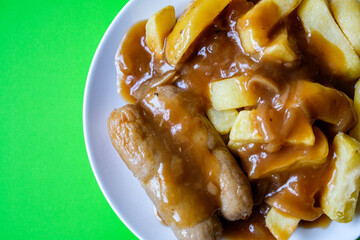 Family Favourite Two Port Sausages And Chips With Thick Tasty Onion Gravy