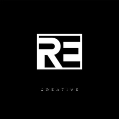 RE Negative Space Logo – Minimalist Black & White Monogram for Creative Branding, Fashion, Identity & Modern Logo Design	