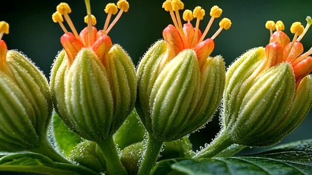 Close-up Shot of Sanchezia Flowers Showing Buds and Blossoms in Stunning Detail