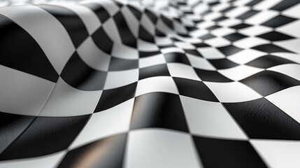Modern minimal black and white checkered plaid with clean geometric design.