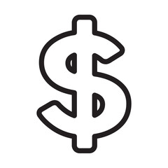 Black dollar sign vector silhouette isolated on white background. Dollar sign icon illustration design.