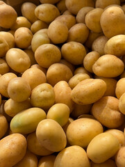 New potatoes raw vegetables on the market.