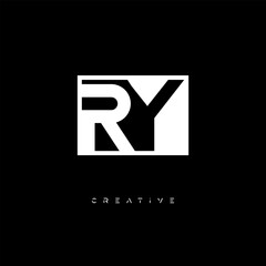 RY Negative Space Logo – Minimalist Black & White Monogram for Creative Branding, Fashion, Identity & Modern Logo Design	