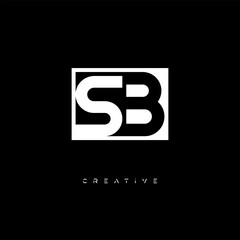 Obraz premium SB Negative Space Logo – Minimalist Black & White Monogram for Creative Branding, Fashion, Identity & Modern Logo Design 