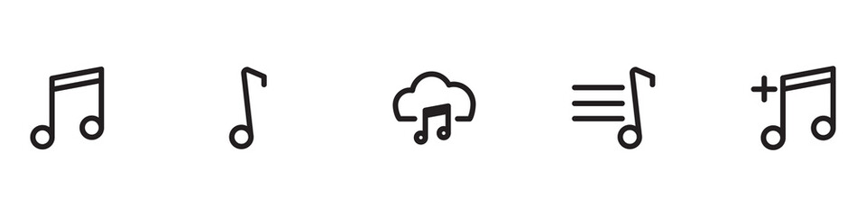 Set of Musical Notes and Clef Symbols. Simple Music Icon Vector Illustration