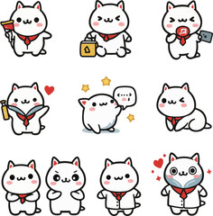 set of cute trendy labubu icon cat