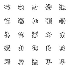 Modern Line Art Arrows and Infographic Elements Set