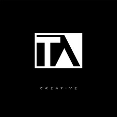 Obraz premium TA Negative Space Logo – Minimalist Black & White Monogram for Creative Branding, Fashion, Identity & Modern Logo Design 