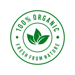 100% Organic Fresh Farm Nature Icon stamp vector Green