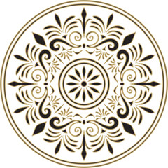 Classic Greek black and gold round ornament. Vector pattern, circle of ancient Hellenes. European border - ring.
