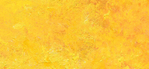 Yellow abstract background of oil paint with brush strokes textures with high details.