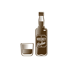 Whiskey Bottel With Glass Icon Vector