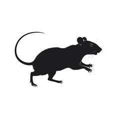 Running rat silhouette black and white vector design
