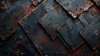 Moody black grunge background with distressed metal scratches.