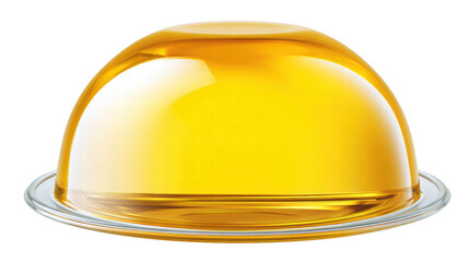 Jelly isolated on transparent background with shiny yellow dome shape and glass plate