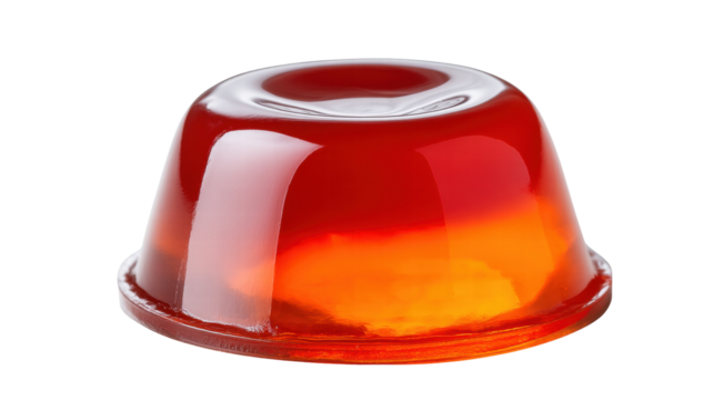 Red jelly isolated on transparent background with smooth texture and shiny surface