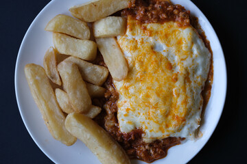 Classic  Meal Of Italian Style Beef Lasagna With Chips