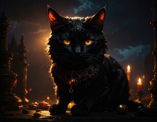 Black Cat Friday: A Mystical and Enchanting Postcard Design