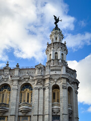 Obraz premium The upper facade and tower of the Gran Teatro de La Habana Alicia Alonso, Cuba.