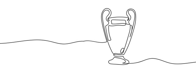 Continuous line, trophy, soccer trophy, football Vector lines, cut background, editable strokes.