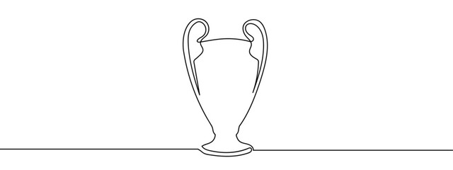 Continuous line, trophy, soccer trophy, football Vector lines, cut background, editable strokes.