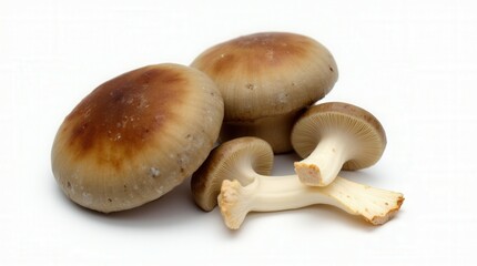 Fototapeta premium Three shiitake mushrooms isolated on a white background