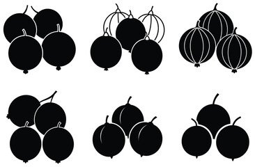 Gooseberry Silhouettes Vector Illustration Set