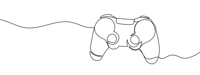 Continuous line, joystick, joystick controller, game console Vector lines, cut background, editable strokes.