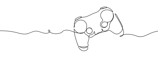 Continuous line, joystick, joystick controller, game console Vector lines, cut background, editable strokes.