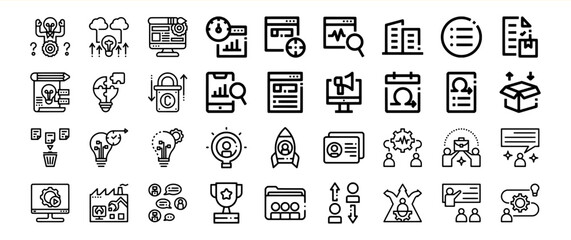 Black and White Business Strategy Icon Set Bundle 41