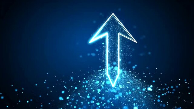 Bright Blue Arrow with Sparkling Effects