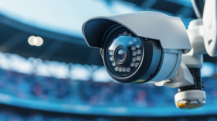 Surveillance CCTV camera installed at a sports stadium for event security