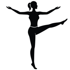Fototapeta premium Silhouette of a Woman Performing a Yoga Pose Graceful Balance and Fitness